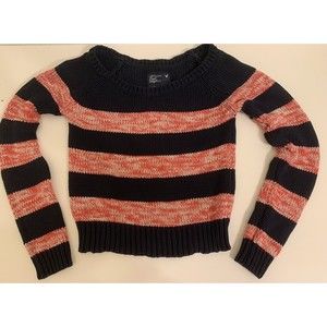 American Eagle XS TP Womens Long Sleeve Blue And Red Striped Sweater Cropped